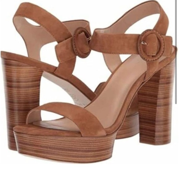VIA SPIGA IRA STRAPPY PLATFORM HIGH TOFFEE SUEDE SIZE 7M - Picture 1 of 7